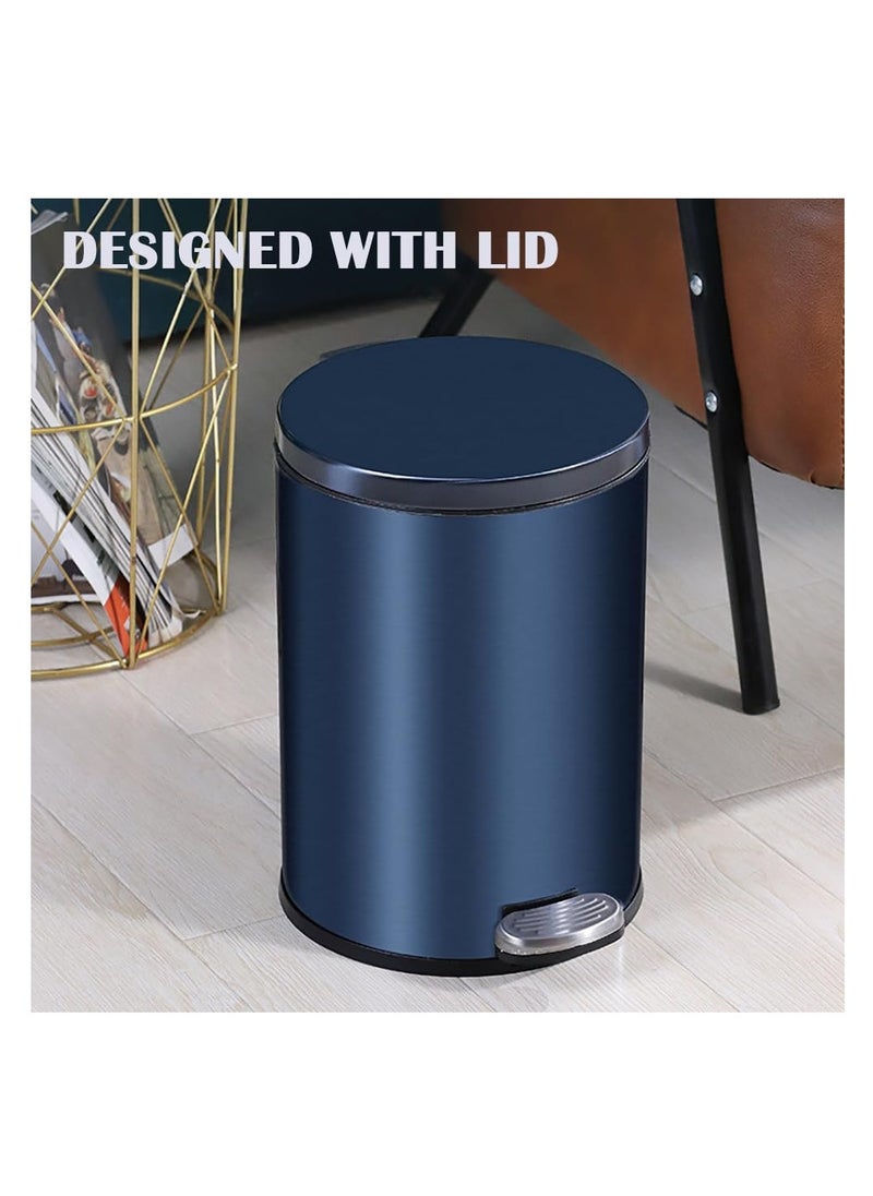 CityRiya-Long Stainless Steel Pedal Bin, Smudge Resistant Trash Can with Foot Pedal and Soft-Close Lid Round, Hands Free Garbage Bin for Kitchen Living Room Bathroom Office and Hotel (White, 12L)  - Image 4