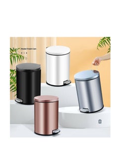 CityRiya-Long Stainless Steel Pedal Bin, Smudge Resistant Trash Can with Foot Pedal and Soft-Close Lid Round, Hands Free Garbage Bin for Kitchen Living Room Bathroom Office and Hotel (White, 12L)  - Image 3