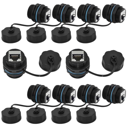 PENGLIN 10PCS Shielded RJ45 Coupler, IP68 Waterproof Ethernet Coupler,Outdoor RJ45 Cat5e/Cat6 Ethernet LAN Cable Connector Female to Female - Image 1