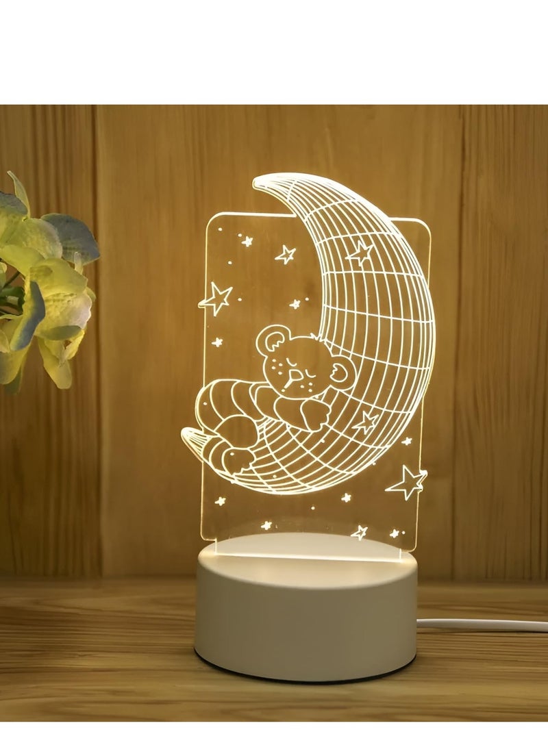 بلان A مصباح LED ثلاثي الأبعاد بتصميم إبداعي – مصباح طاولة ديكور للمكتب وغرفة النوم، مصباح ليلي مبتكر للأطفال والكبار، مثالي كهدايا عيد الميلاد وأعياد الميلاد والعطلات للأولاد والبنات (قمر) - Image 2