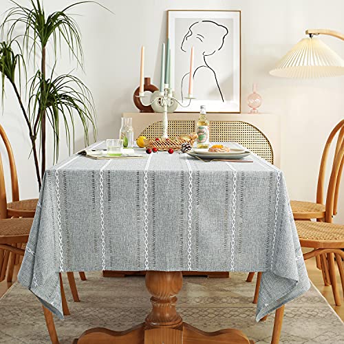 Chassic 54 x 72 inches Farmhouse Style Linen tablecloths Wrinkle Resistant Washable Dining Room Table Cloths for Small Rectangle Tables  Hemstitch Light Grey