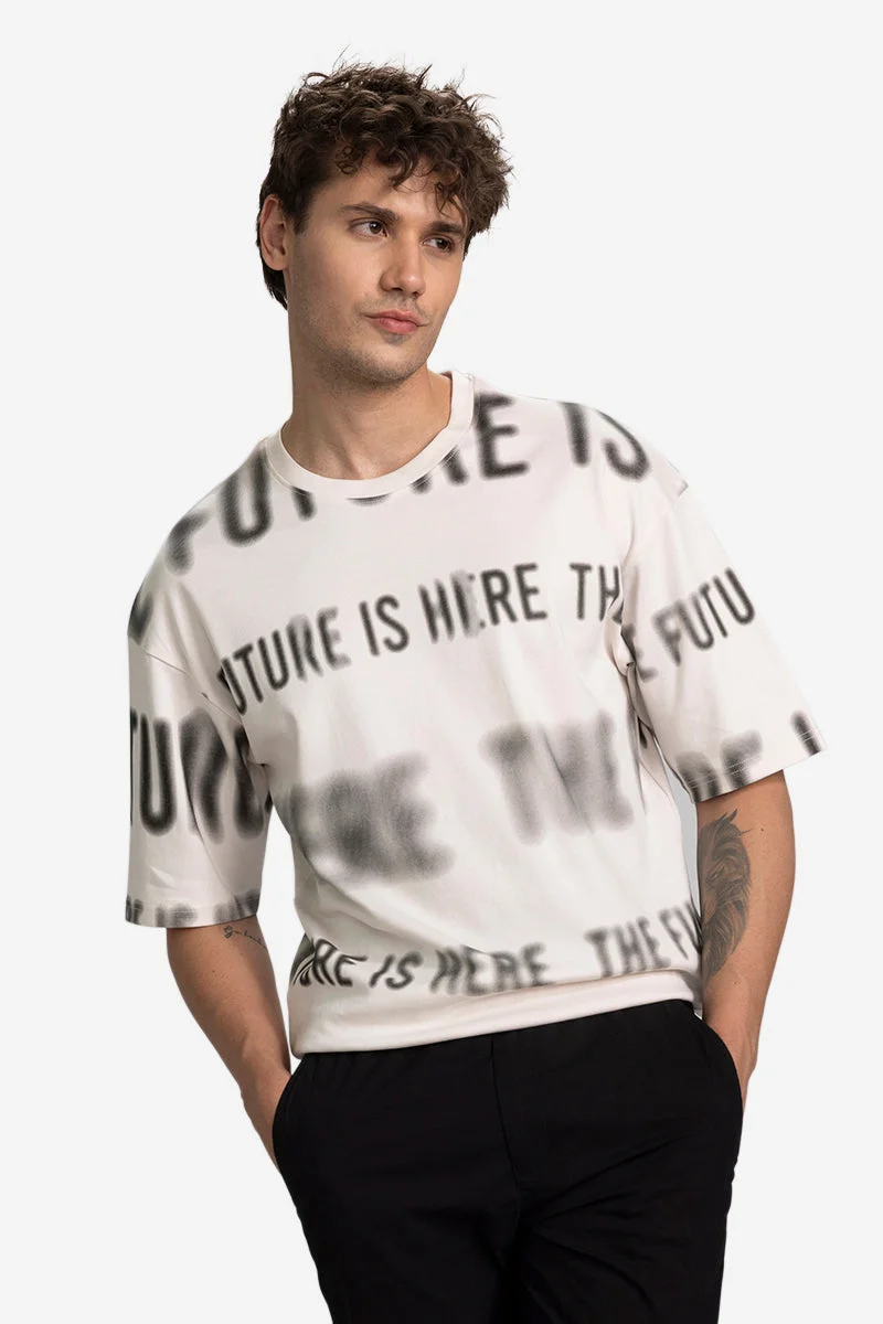 Snitch  Future Off-White Oversized T-Shirt for Men | Best Price UAE