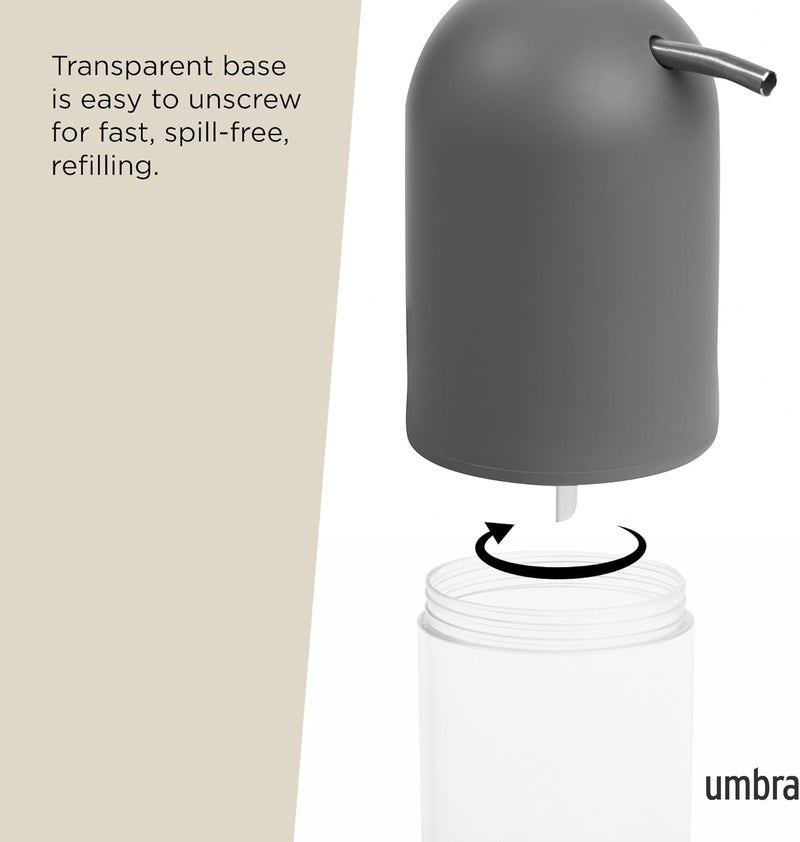 Umbra Touch Soap Pump - Modern Grey Liquid Soap Dispenser with Soft-Touch Finish - Image 5