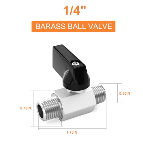 GASHER 5PCS 14Inch Mini Brass Ball Valve Shut Off Switch 14 Inch Male x 14 Inch Male Thread Pipe Fitting - Image 3