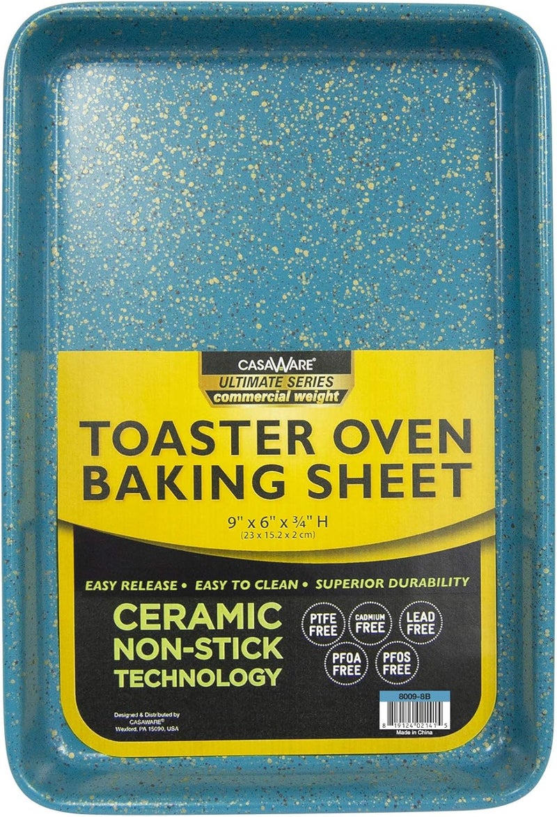 casaWare 9 x 6 x 0.75-Inch Toaster Oven Ultimate Series Commercial Weight Ceramic Non-Stick Coating Baking Pan (Blue Granite) - Image 1