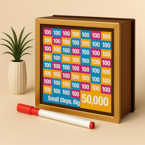 Bonsenkitchen Money Saving Box for Kids and Adults | Wooden Money Bank with Lock | 50,000 Saving Box with Numbers | Undiyal Hundi Pig Bank (Small Multi 50000) - Image 3
