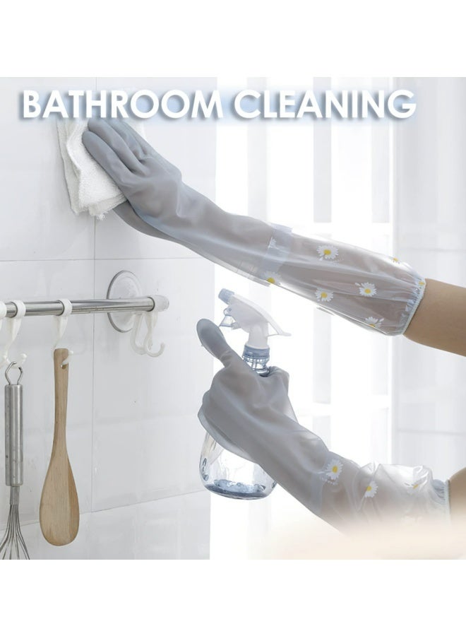 2 Pairs Heat Insulated Cleaning Gloves Waterproof Slip Resistant Reusable Durable For Kitchen Bathroom Home Gardening Painting Dishwashing Car Washing Household Tools One Size Blue and Pink - Image 5