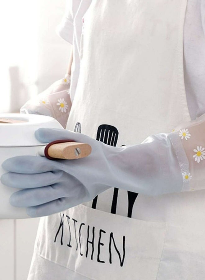 2 Pairs Heat Insulated Cleaning Gloves Waterproof Slip Resistant Reusable Durable For Kitchen Bathroom Home Gardening Painting Dishwashing Car Washing Household Tools One Size Blue and Pink - Image 4