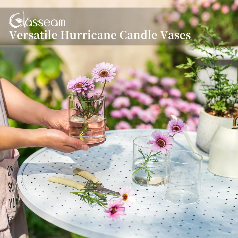 Glasseam Cylinder Vases for Centerpieces, Set of 6 Clear Glass Vases for Flowers, Modern Small Floating Candle Vase Decor, Decorative Hurricane Candle Holders for Home Wedding Table Decorations, 4in - Image 4