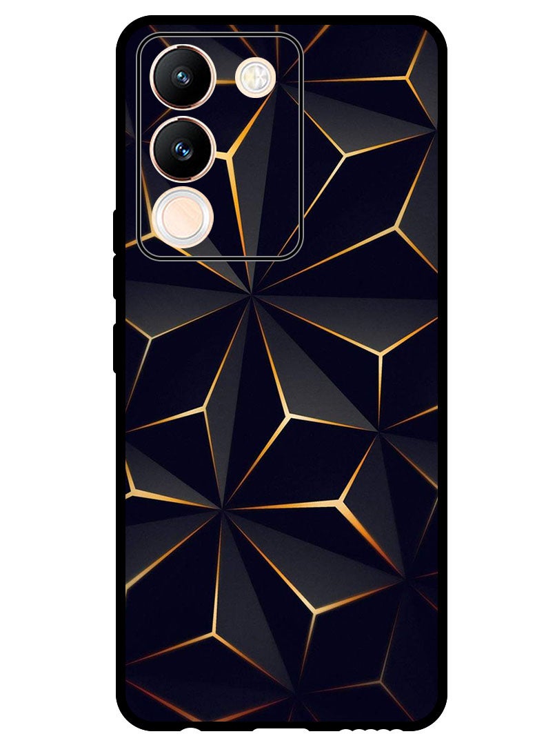 Theodor Protective Case Anti Scratch Shock Proof Bumper Cover For Vivo V29e Black Gold Patter - Image 1