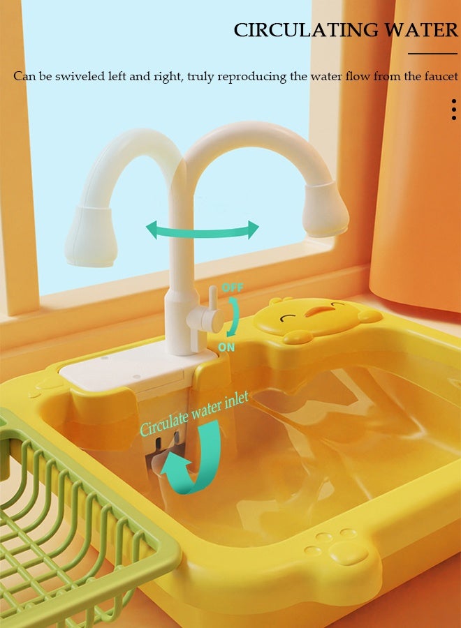 DUNISO Play Sink with Running Water, Kitchen Sink Toys with Upgraded Electric Faucet, Play Kitchen Toy Accessories, Pool Floating Fishing Toys for Water Play, Pretend Role Play Toys for Kids Boys Girls - Image 3