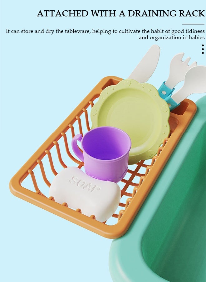 DUNISO Play Sink with Running Water, Kitchen Sink Toys with Upgraded Electric Faucet, Play Kitchen Toy Accessories, Pool Floating Fishing Toys for Water Play, Pretend Role Play Toys for Kids Boys Girls - Image 4