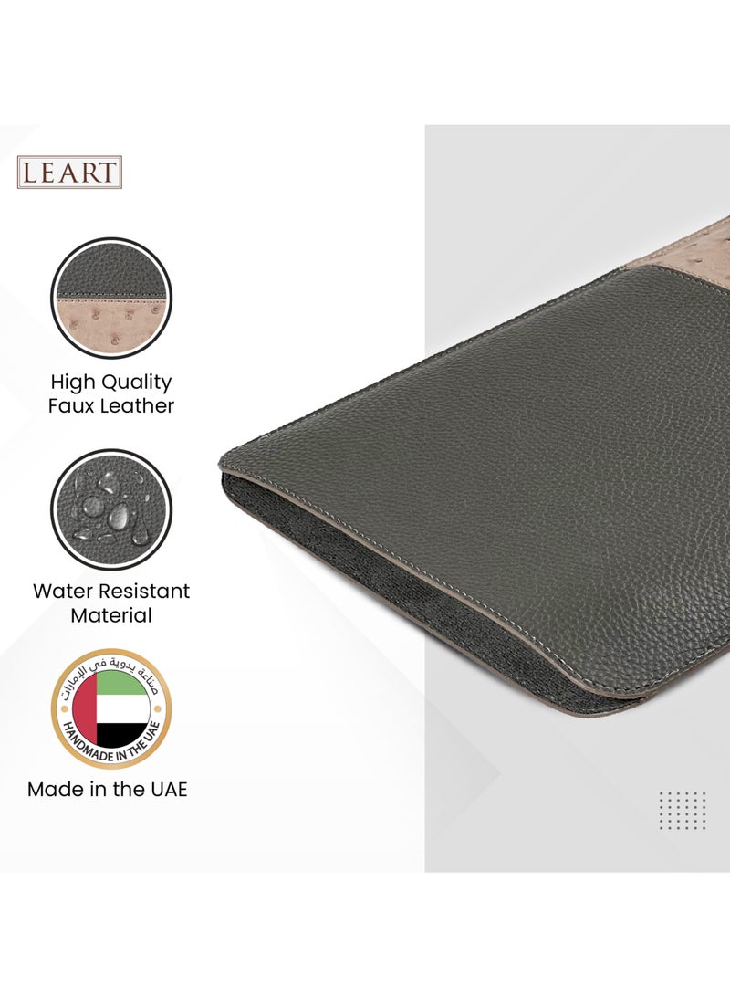 LeArt Leather Laptop Sleeve 13-14 Inch | Waterproof Cover for MacBook Air/Pro, Dell, HP, Lenovo, Chromebook | Men's & Women's Laptop Sleeve | Laptop Case (Iron) - Image 2