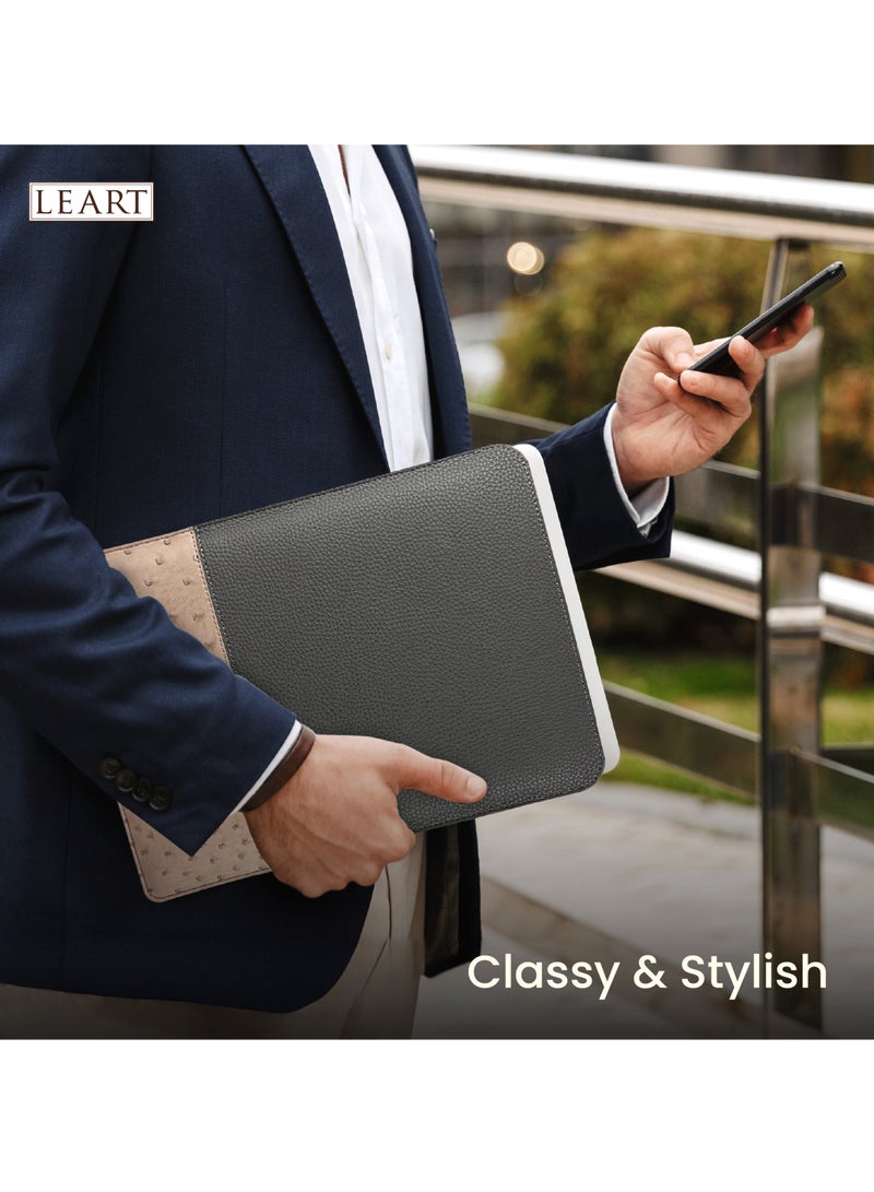 LeArt Leather Laptop Sleeve 13-14 Inch | Waterproof Cover for MacBook Air/Pro, Dell, HP, Lenovo, Chromebook | Men's & Women's Laptop Sleeve | Laptop Case (Iron) - Image 3