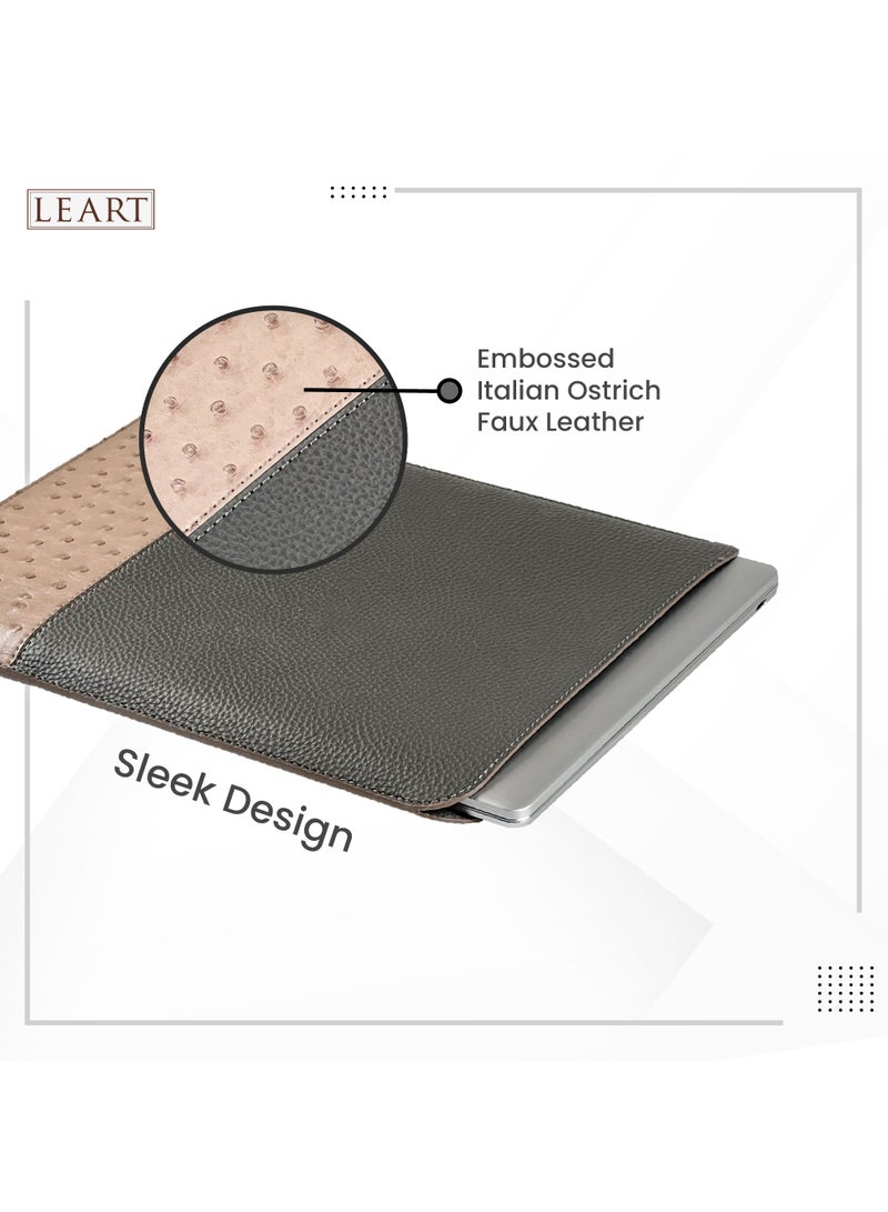 LeArt Leather Laptop Sleeve 13-14 Inch | Waterproof Cover for MacBook Air/Pro, Dell, HP, Lenovo, Chromebook | Men's & Women's Laptop Sleeve | Laptop Case (Iron) - Image 4