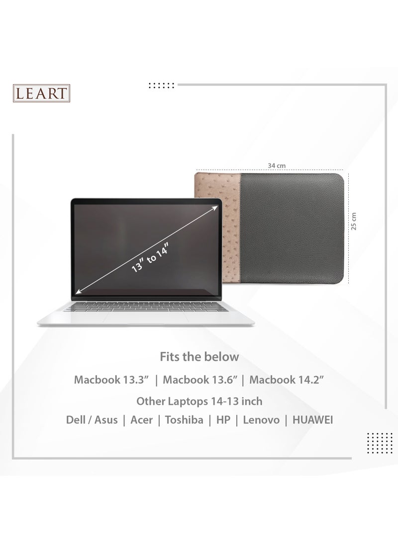 LeArt Leather Laptop Sleeve 13-14 Inch | Waterproof Cover for MacBook Air/Pro, Dell, HP, Lenovo, Chromebook | Men's & Women's Laptop Sleeve | Laptop Case (Iron) - Image 5