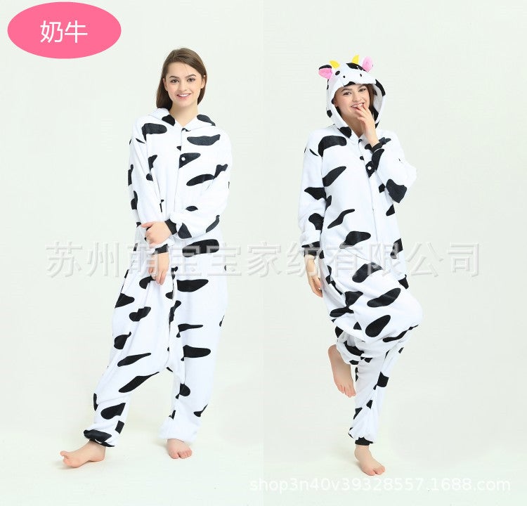 Manufacturer Cartoon One-Piece Animal Pajamas For Adults And Children Parent-Child Dinosaur Pegasus New Couple Home Clothes - Image 3