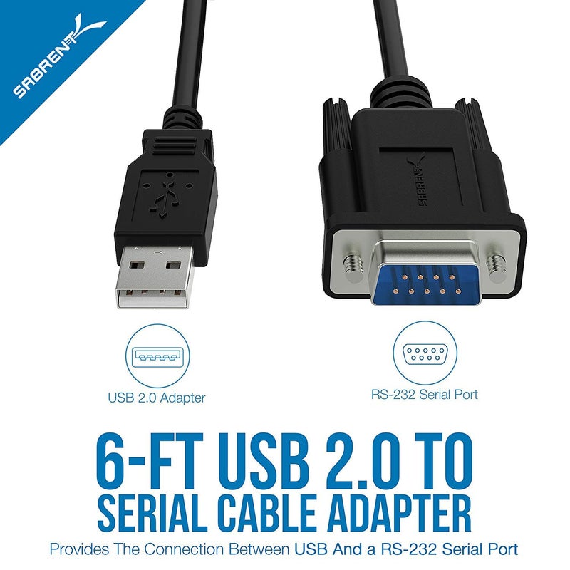 SABRENT USB 2.0 to Serial (9-Pin) DB-9 RS-232 Adapter Cable 6ft Cable [FTDI Chipset] (CB-FTDI) - Image 2