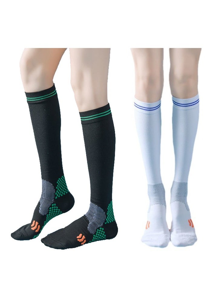 SPORT 20-30 mmHg 2 Pair Medical Sport Compression Sock Unisex cotton support socks for Women Nurse White and Black  - Image 1