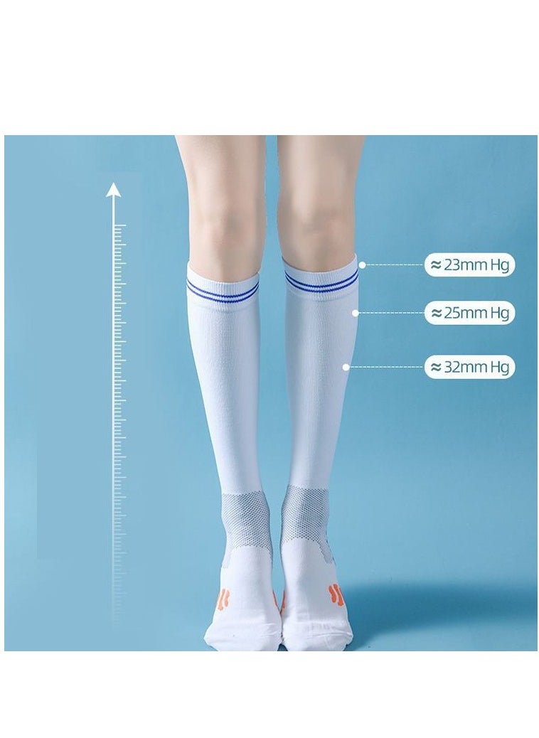 SPORT 20-30 mmHg 2 Pair Medical Sport Compression Sock Unisex cotton support socks for Women Nurse White and Black  - Image 4