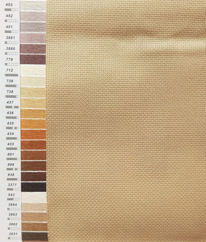 KCS 59" x 1 Yard 14ct Counted Cotton Aida Cloth Cross Stitch Fabric (Khaki) - Image 4