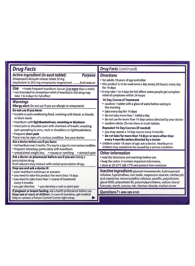 Prilosec Prilosec, OTC, 20 mg, 42 Tablets  - Image 2