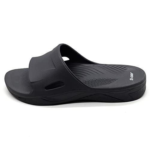 SVAAR Everywear Sliders, Comfortable Indoor Outdoor Slider Slip-On Slippers for Men & Boys - Black, 7 UK - Image 4