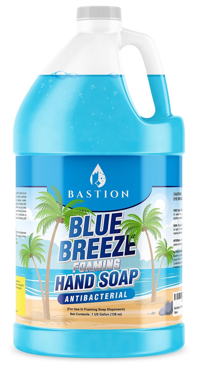 Bastion Blue Breeze Antibacterial Foaming Hand Soap Bulk Refill â€“ 1 Gallon (128 oz) Rich Lather, Moisturizing Formula â€“ Washes Away Germs & Bacteria â€“ Refreshing Clean Scent for Foaming Dispensers - Image 1