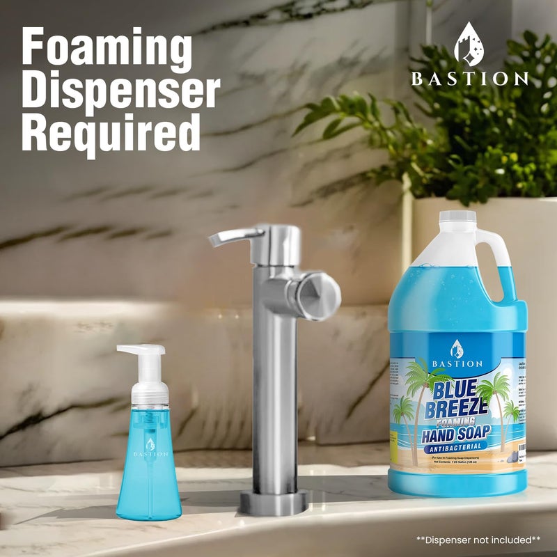 Bastion Blue Breeze Antibacterial Foaming Hand Soap Bulk Refill â€“ 1 Gallon (128 oz) Rich Lather, Moisturizing Formula â€“ Washes Away Germs & Bacteria â€“ Refreshing Clean Scent for Foaming Dispensers - Image 3