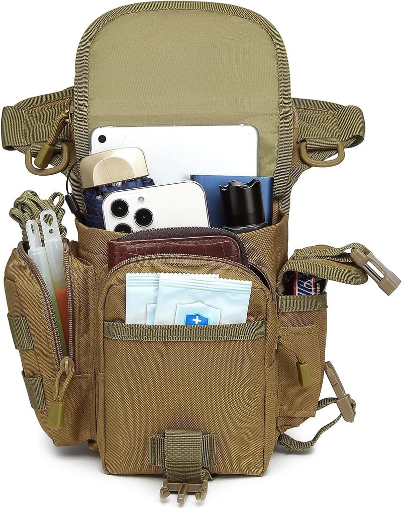 Linist Tactical Drop Leg Multipurpose Utility Waist Bag - Heavy-Duty Military-Style Thigh Pack Cross Body, Strap to Leg Or Hip for Motorcycling, Outdoor, Hiking, Adventure & Travel (Khaki) - Image 4