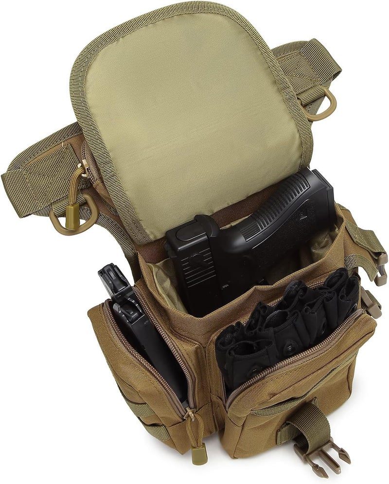 Linist Tactical Drop Leg Multipurpose Utility Waist Bag - Heavy-Duty Military-Style Thigh Pack Cross Body, Strap to Leg Or Hip for Motorcycling, Outdoor, Hiking, Adventure & Travel (Khaki) - Image 5