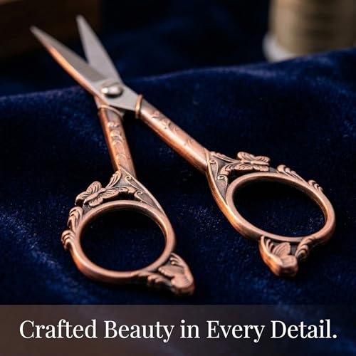 GLEXAL Crochet Scissors with Cover – Rose Gold Vintage Small Embroidery Scissors, Sharp Craft Scissors for Yarn Thread Sewing Needlework, Cute Butterfly Design Gift for Crocheter Quilter, 4.6 Inch - Image 4
