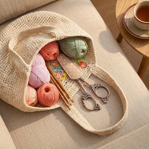 GLEXAL Crochet Scissors with Cover – Rose Gold Vintage Small Embroidery Scissors, Sharp Craft Scissors for Yarn Thread Sewing Needlework, Cute Butterfly Design Gift for Crocheter Quilter, 4.6 Inch - Image 3