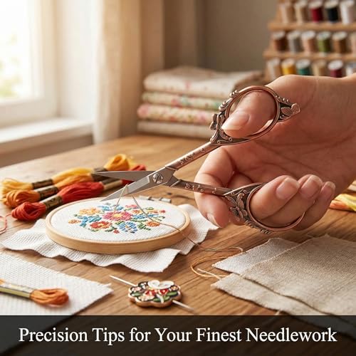 GLEXAL Crochet Scissors with Cover – Rose Gold Vintage Small Embroidery Scissors, Sharp Craft Scissors for Yarn Thread Sewing Needlework, Cute Butterfly Design Gift for Crocheter Quilter, 4.6 Inch - Image 5