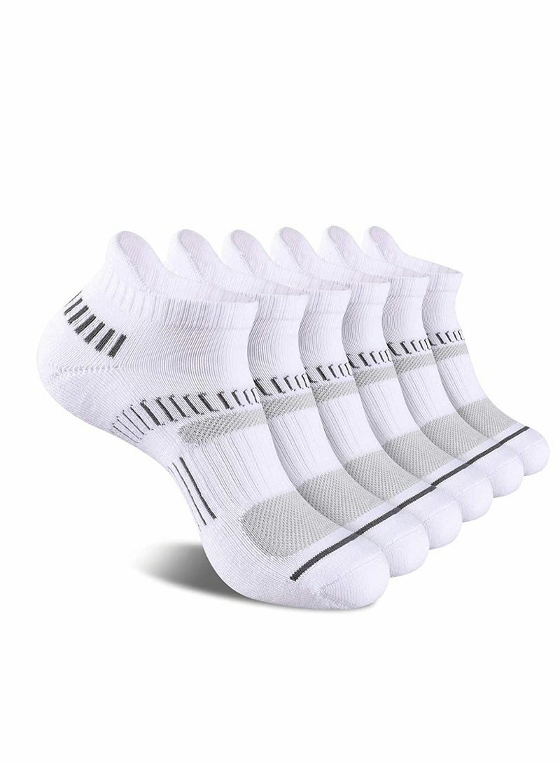 Mens Ankle Socks，Low Cut Athletic Tab Socks for Men Sport Comfort Cushion Athletic Cushioned Breathable Low Cut Tab (6 Pairs，White） - Image 1