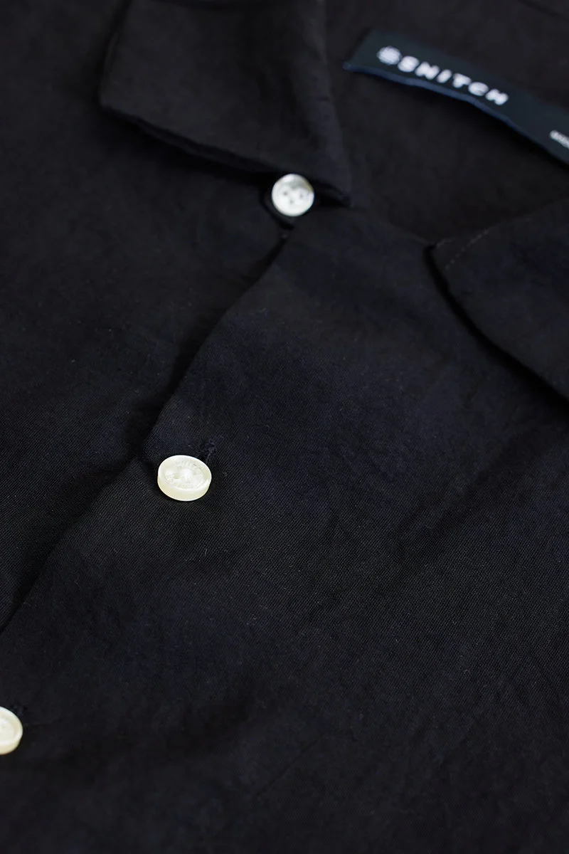 SNITCH Black Crinkle Shirt