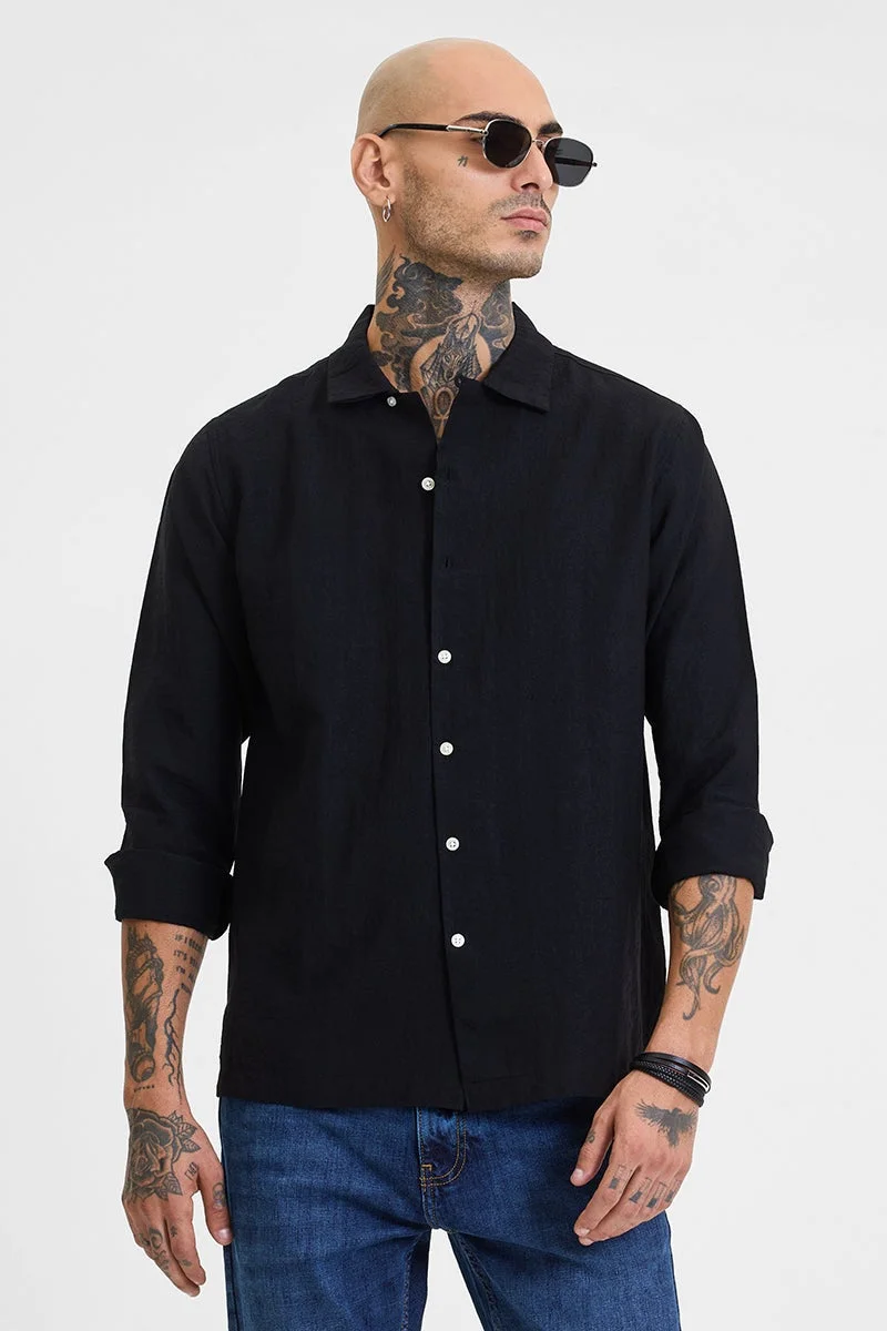 سنيتش قميص مجعد أسود