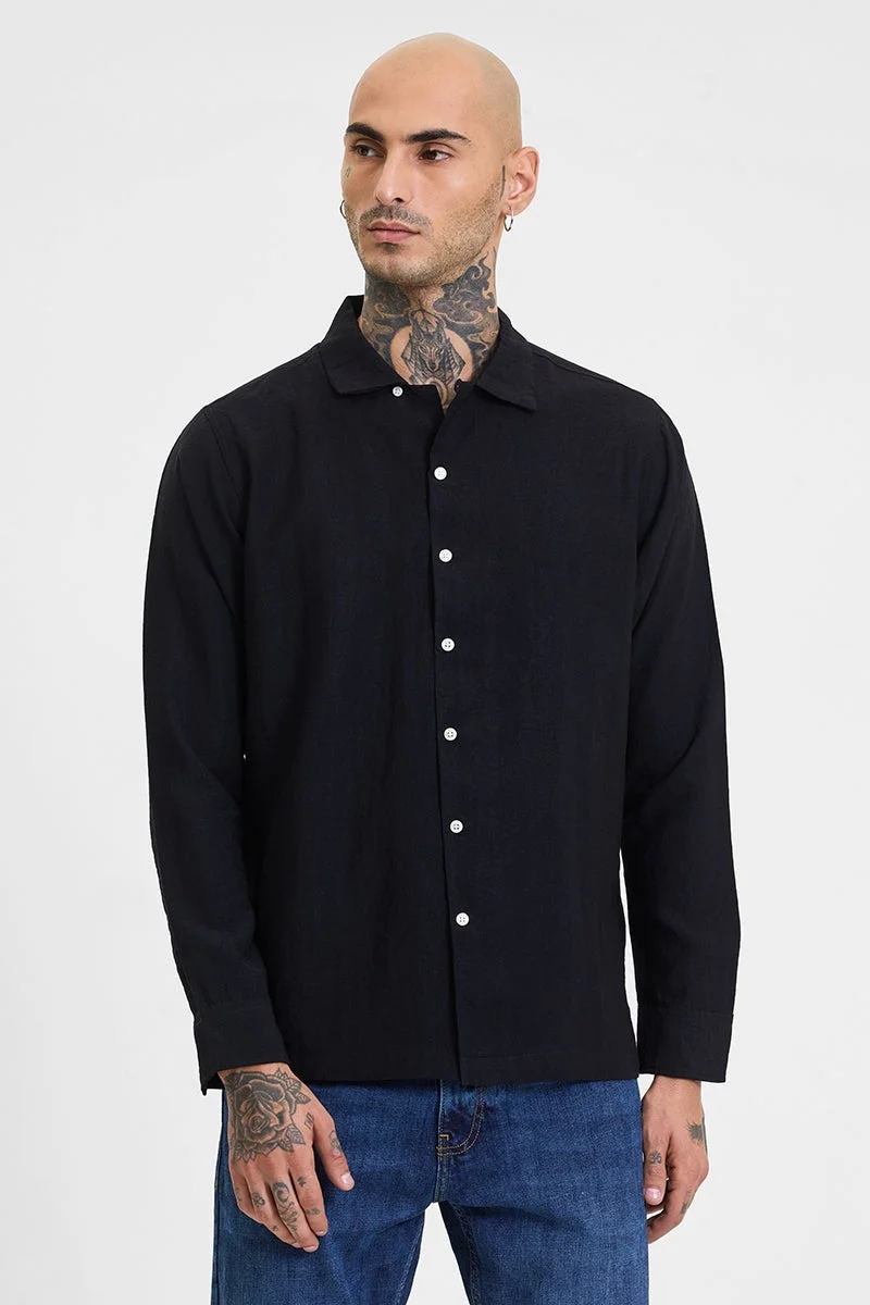 SNITCH Black Crinkle Shirt
