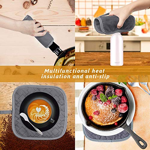 Tormays 4Pcs Oven Mitts and Pot Holders Set, 572F Heat Resistant Oven Glove, Soft Cotton Lining with Non-Slip Surface for Kitchen Baking BBQ (Grey) - Image 5
