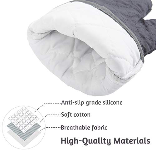 Tormays 4Pcs Oven Mitts and Pot Holders Set, 572F Heat Resistant Oven Glove, Soft Cotton Lining with Non-Slip Surface for Kitchen Baking BBQ (Grey) - Image 2