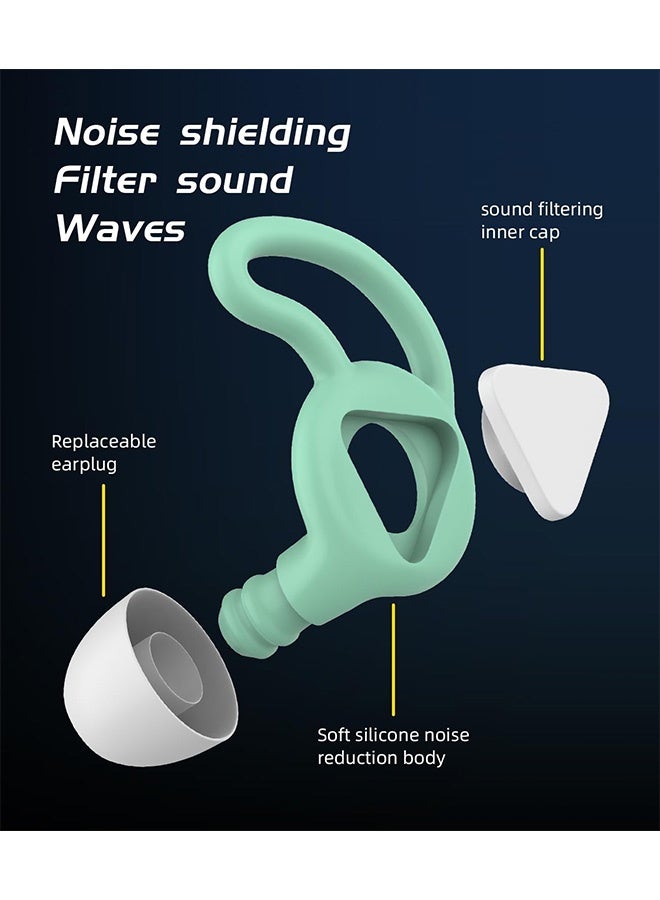 إم إكس إن سدادات أذن سيليكون عازلة للصوت قابلة لإعادة الاستخدام مع صندوق تخزين لإلغاء ضوضاء النوم، سدادات أذن ناعمة لإلغاء الضوضاء 32 ديسيبل للنوم والشخير والسفر والتركيز العميق - Image 2
