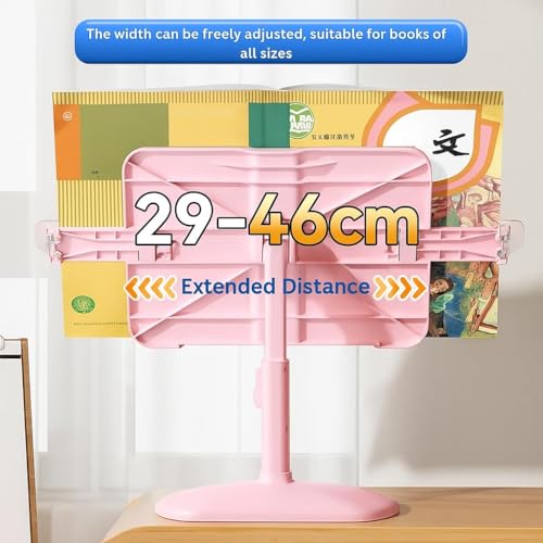 Jukusa Adjustable Book Holder for Kids & Adults | Ergonomic Reading Stand with Height & Angle Customization | Hands-Free Bookstand for Study, Reading & Office (Pink)(with Sticky Notes) - Image 5