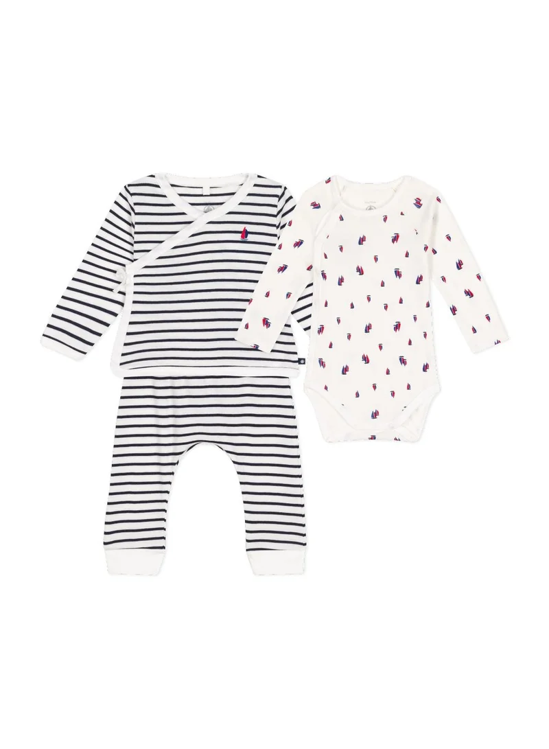 Petit Bateau Babies' three-piece cotton outfit