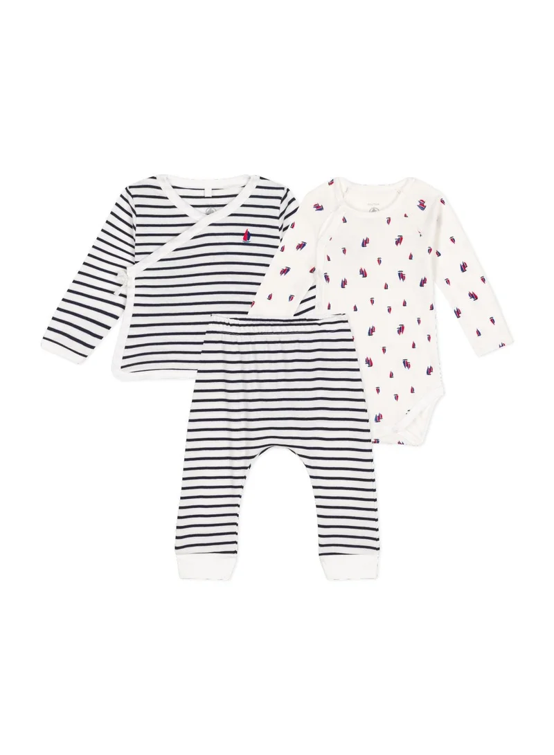 Petit Bateau Babies' three-piece cotton outfit