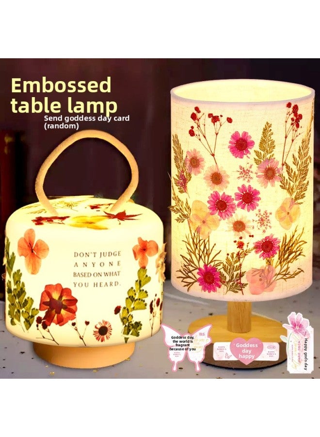 Mother's Day Gift Handmade Embossed Table Lamp DIY Material Package Dried Flower Lamp Nightlight Children's Group Building Warm-up Activities-Color:Hydrangea erfly (full Package)  - Image 3