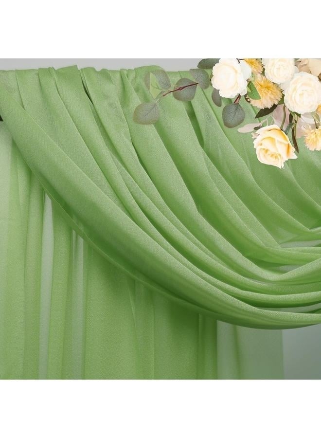 Wedding Arch Draping Fabric 1 Panel 30*300cm Green Sheer Chiffon Curtain Drapes for Wedding Ceremony Birthday Party Decoration-1pcs  - Image 4