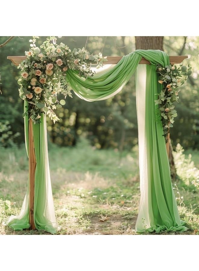 Wedding Arch Draping Fabric 1 Panel 30*300cm Green Sheer Chiffon Curtain Drapes for Wedding Ceremony Birthday Party Decoration-1pcs  - Image 2