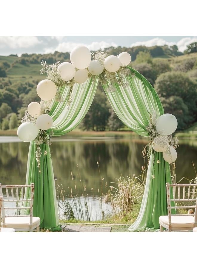 Wedding Arch Draping Fabric 1 Panel 30*300cm Green Sheer Chiffon Curtain Drapes for Wedding Ceremony Birthday Party Decoration-1pcs  - Image 5