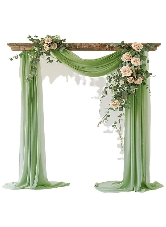 Wedding Arch Draping Fabric 1 Panel 30*300cm Green Sheer Chiffon Curtain Drapes for Wedding Ceremony Birthday Party Decoration-1pcs  - Image 3