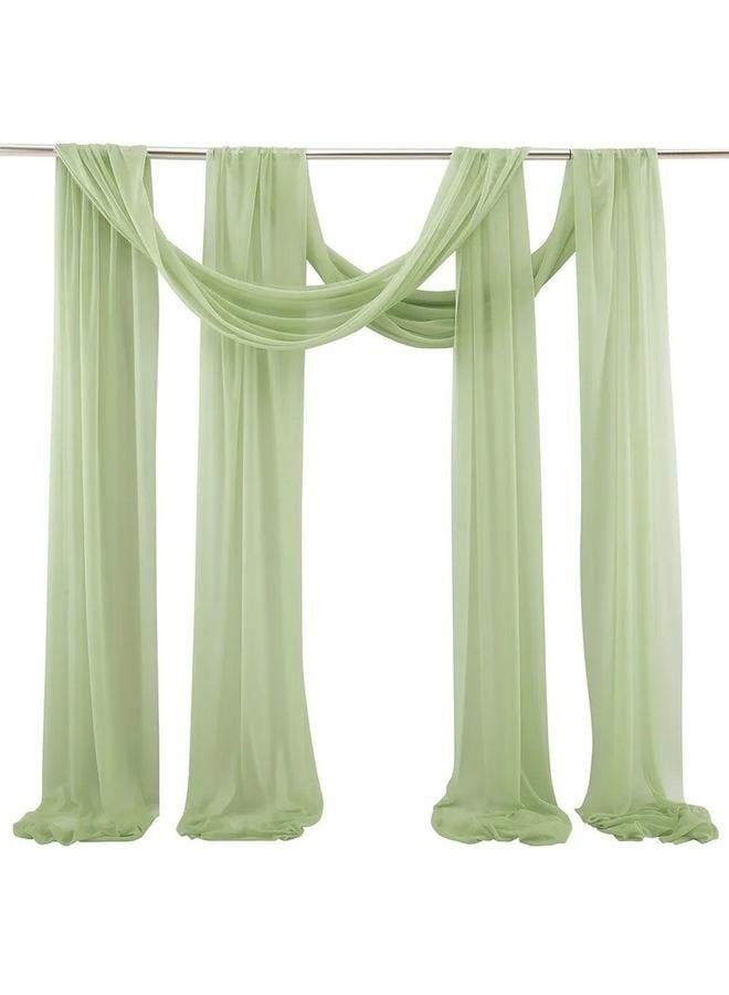Wedding Arch Draping Fabric 1 Panel 30*300cm Green Sheer Chiffon Curtain Drapes for Wedding Ceremony Birthday Party Decoration-1pcs  - Image 1